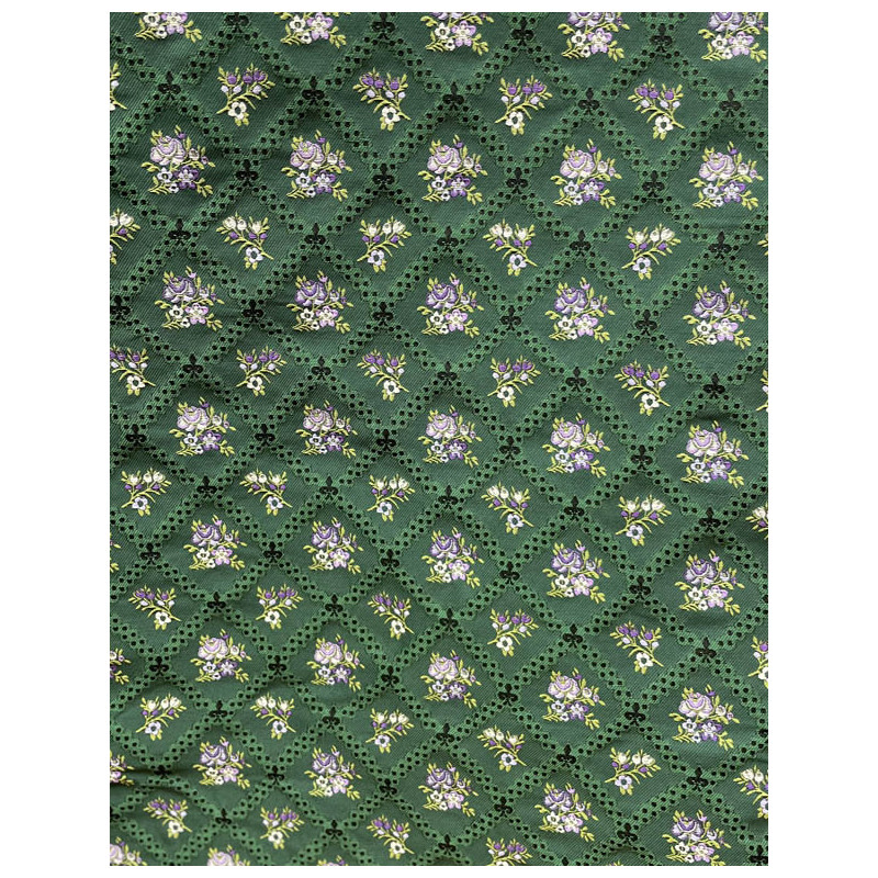 TELA VERDE  FLOR COLORES