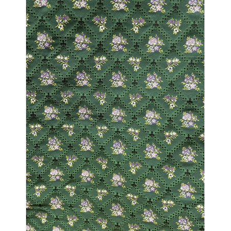 TELA VERDE  FLOR COLORES