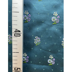 TELA AZUL AGUA  FLOR LILA