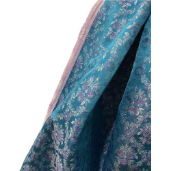 TELA BROCHADO TURQUESA -FUCSIA