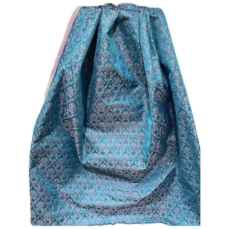 TELA BROCHADO TURQUESA -FUCSIA