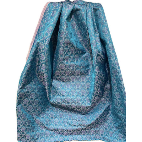 TELA BROCHADO TURQUESA -FUCSIA