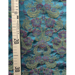 TELA BROCHADO TURQUESA -FUCSIA-VERDE