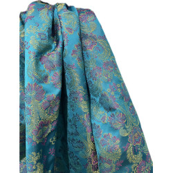 TELA BROCHADO TURQUESA -FUCSIA-VERDE