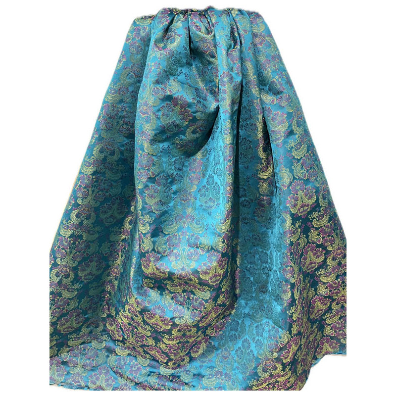 TELA BROCHADO TURQUESA -FUCSIA-VERDE