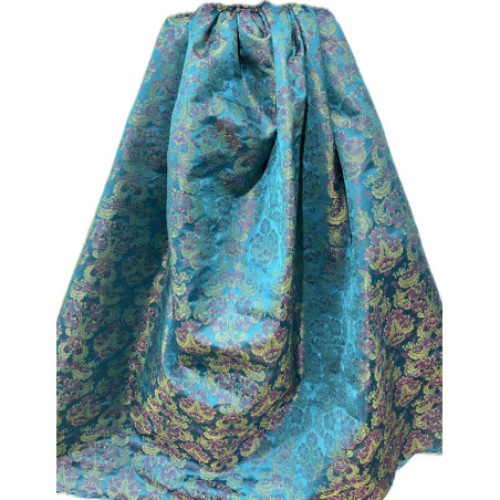 TELA BROCHADO TURQUESA -FUCSIA-VERDE