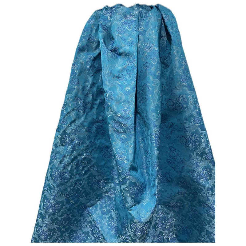 TELA BROCHADO TURQUESA -VERDE-PLATA