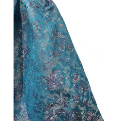 TELA BROCHADO TURQUESA -FUCSIA-PLATA