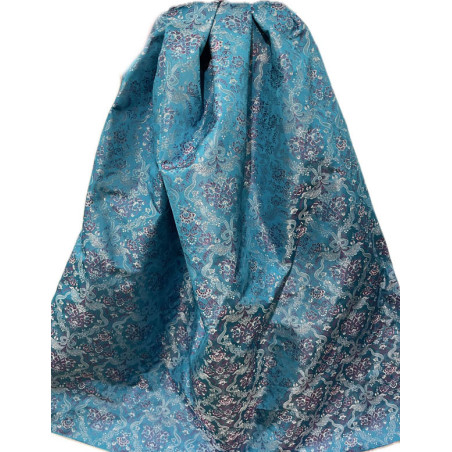 TELA BROCHADO TURQUESA -FUCSIA-PLATA