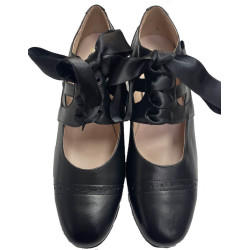 zapato abotinado piel negro