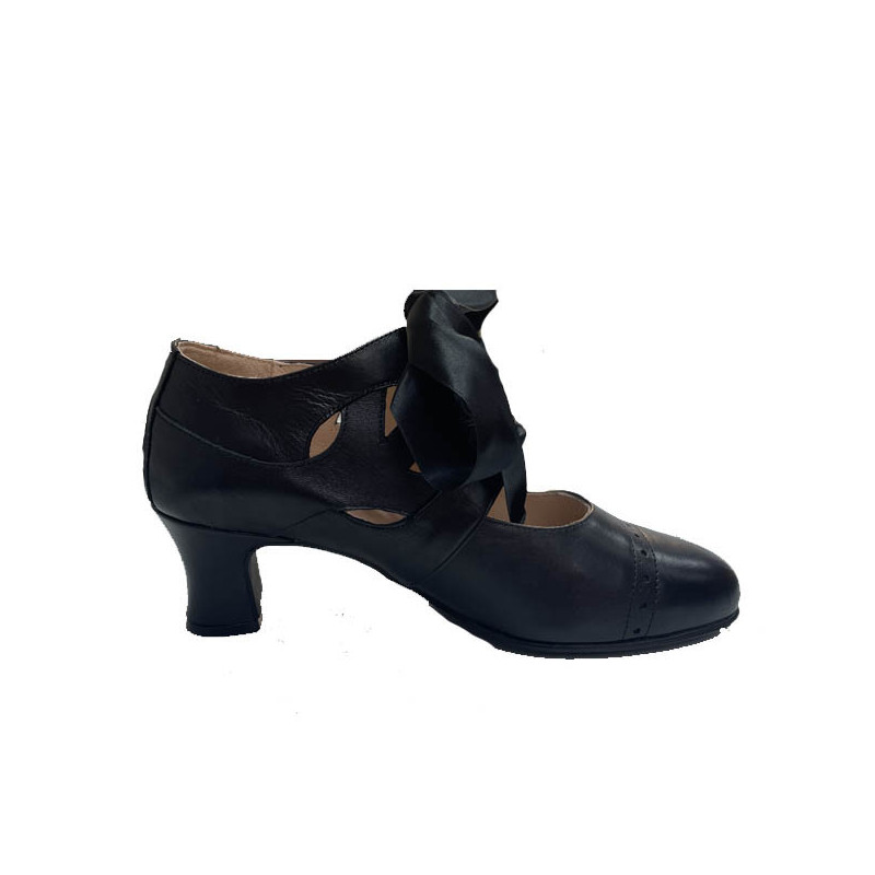 zapato abotinado piel negro
