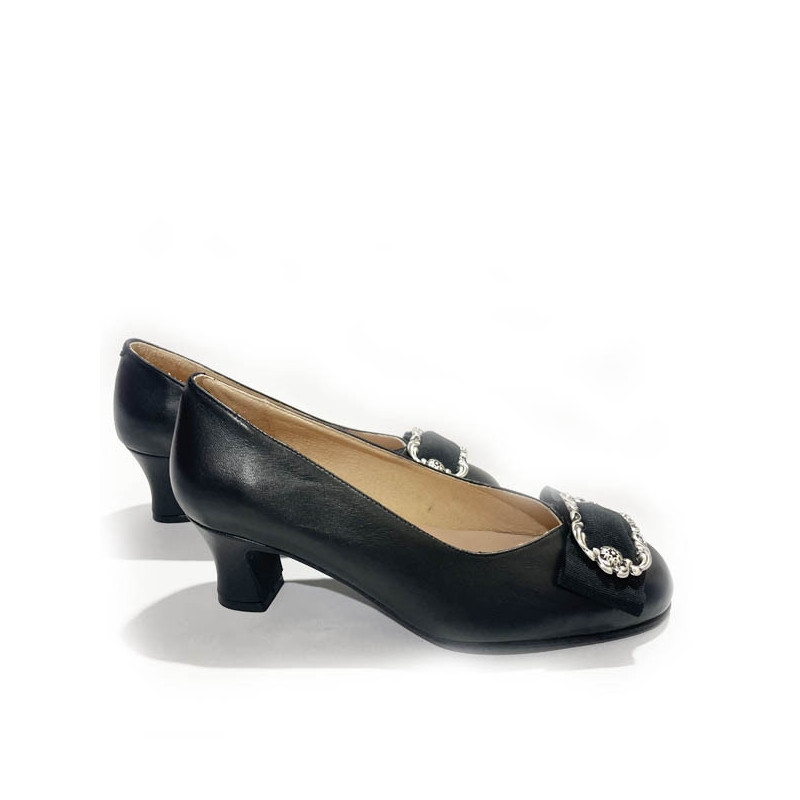 ZAPATO CON HEBILLA NEGRO TACÓN ALTO