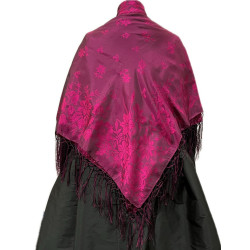 MANTÓN SEDA FUCSIA NEGRO
