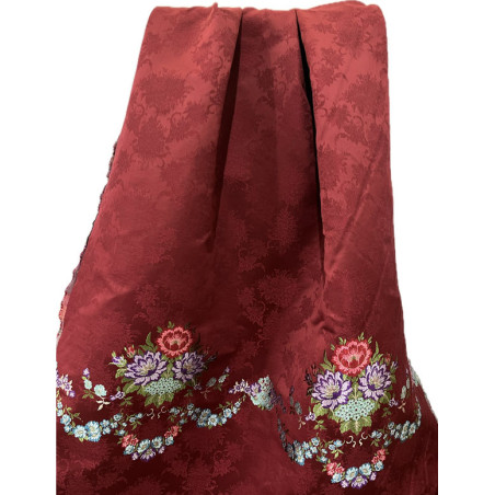 TELA LABRADA GRECA GRANATE COLORES