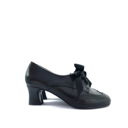 zapato troquelado  piel y ante negros