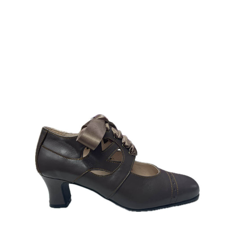zapato abotinado piel caoba