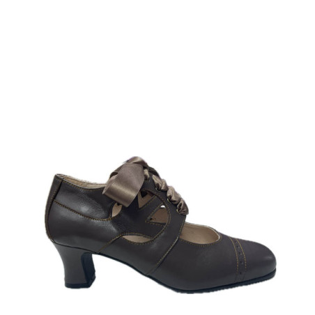 zapato abotinado piel caoba