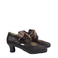 zapato abotinado piel caoba