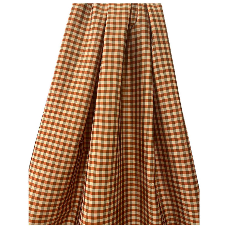 TELA CUADROS NARANJA-BEIGE