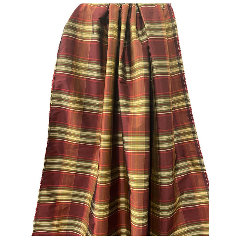 TELA CUADROS GRANATE-VERDE OLIVA