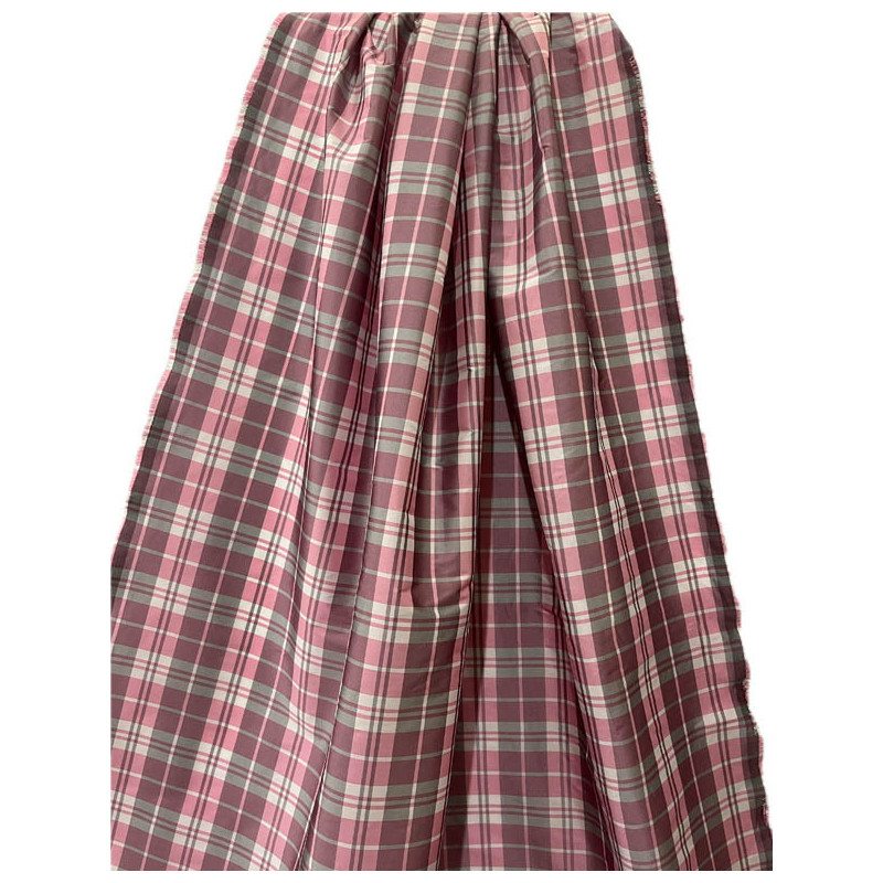 TELA CUADROS GRIS-ROSA