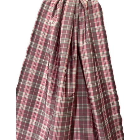 TELA CUADROS GRIS-ROSA