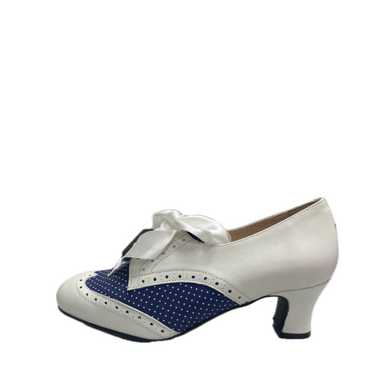 ZAPATO ALCAÑIZ BLANCO Y TOPOS