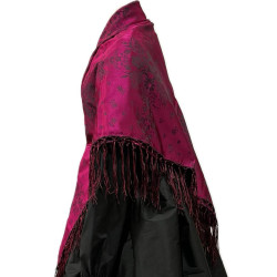 MANTÓN DE SEDA NEGRO-FUCSIA
