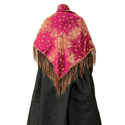 MANTÓN DE SEDA  ORO-FUCSIA
