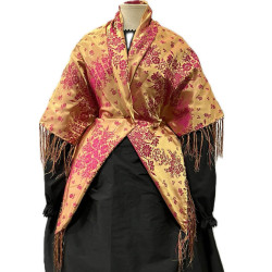 MANTÓN DE SEDA  ORO-FUCSIA