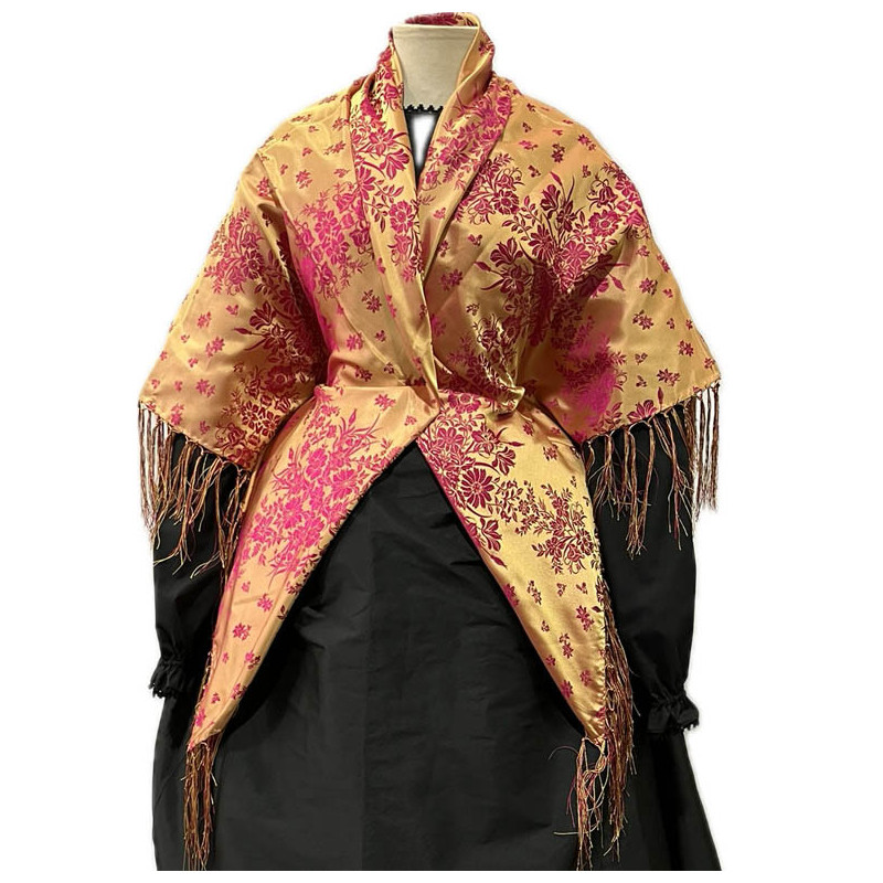 MANTÓN DE SEDA ORO-FUCSIA MANTÓN DE SEDA ORO-FUCSIA