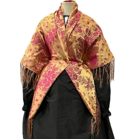MANTÓN DE SEDA  ORO-FUCSIA