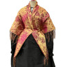 MANTÓN DE SEDA  ORO-FUCSIA