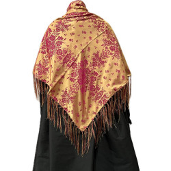 MANTÓN DE SEDA  ORO-FUCSIA