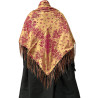 MANTÓN DE SEDA  ORO-FUCSIA