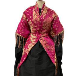 MANTÓN DE SEDA  ORO-FUCSIA