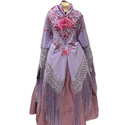 MANTÓN DE MANILA LILA-FUCSIA