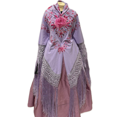 MANTÓN DE MANILA LILA-FUCSIA