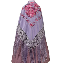 MANTÓN DE MANILA LILA-FUCSIA