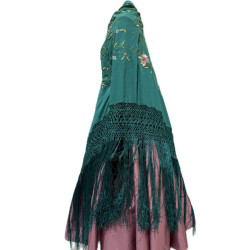 MANTÓN DE MANILA TURQUESA -CORALES