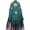MANTÓN DE MANILA TURQUESA -CORALES