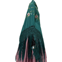 MANTÓN DE MANILA TURQUESA -CORALES