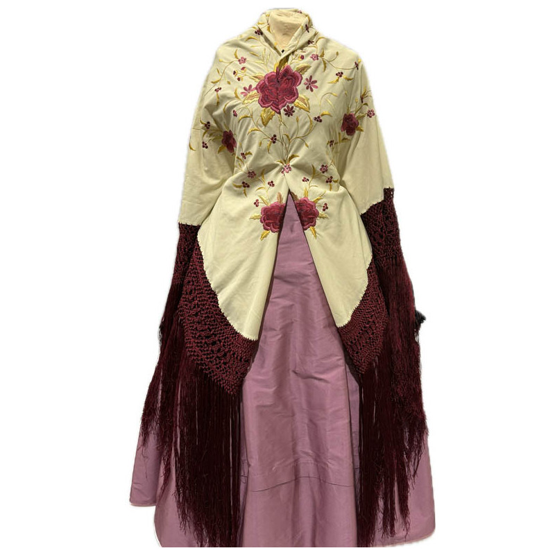 MANTÓN DE MANILA BEIGE-GRANATE