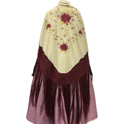 MANTÓN DE MANILA BEIGE-GRANATE