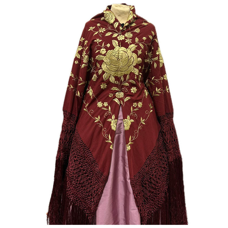 MANTÓN DE MANILA GRANATE-ORO