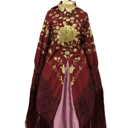 MANTÓN DE MANILA GRANATE-ORO