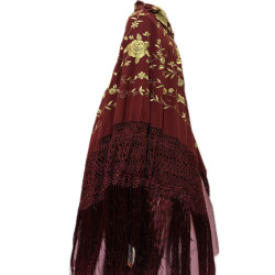 MANTÓN DE MANILA GRANATE-ORO