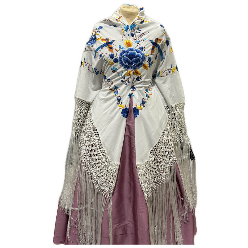 MANTÓN DE MANILA BLANCO-AZUL