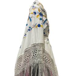 MANTÓN DE MANILA BLANCO-AZUL