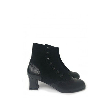 botines de piel y ante negros